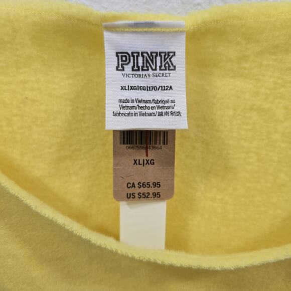 Victoria Secret PINK Sweatshirt XL Off Shoulder Tie Dye Yellow Pullover New - Picture 4 of 10